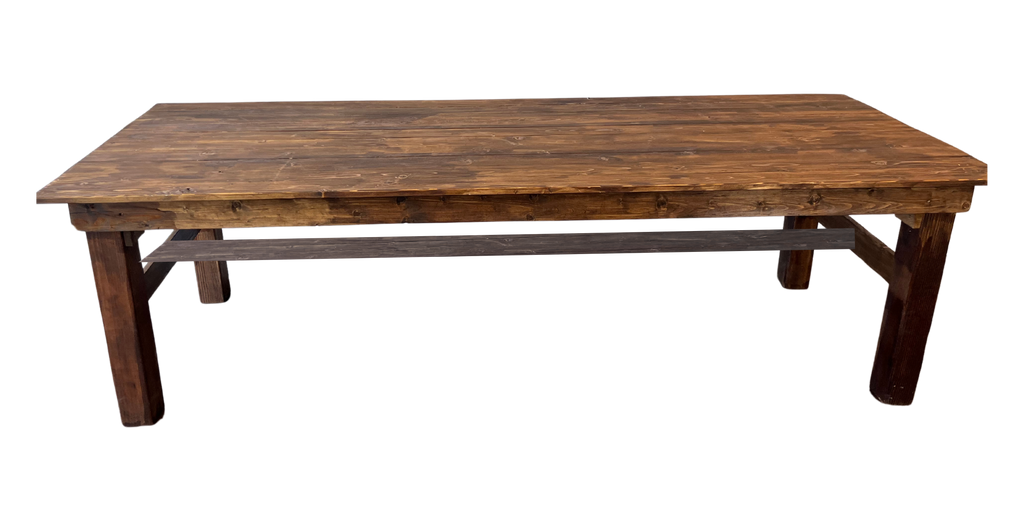 Wooden table with a rustic finish 