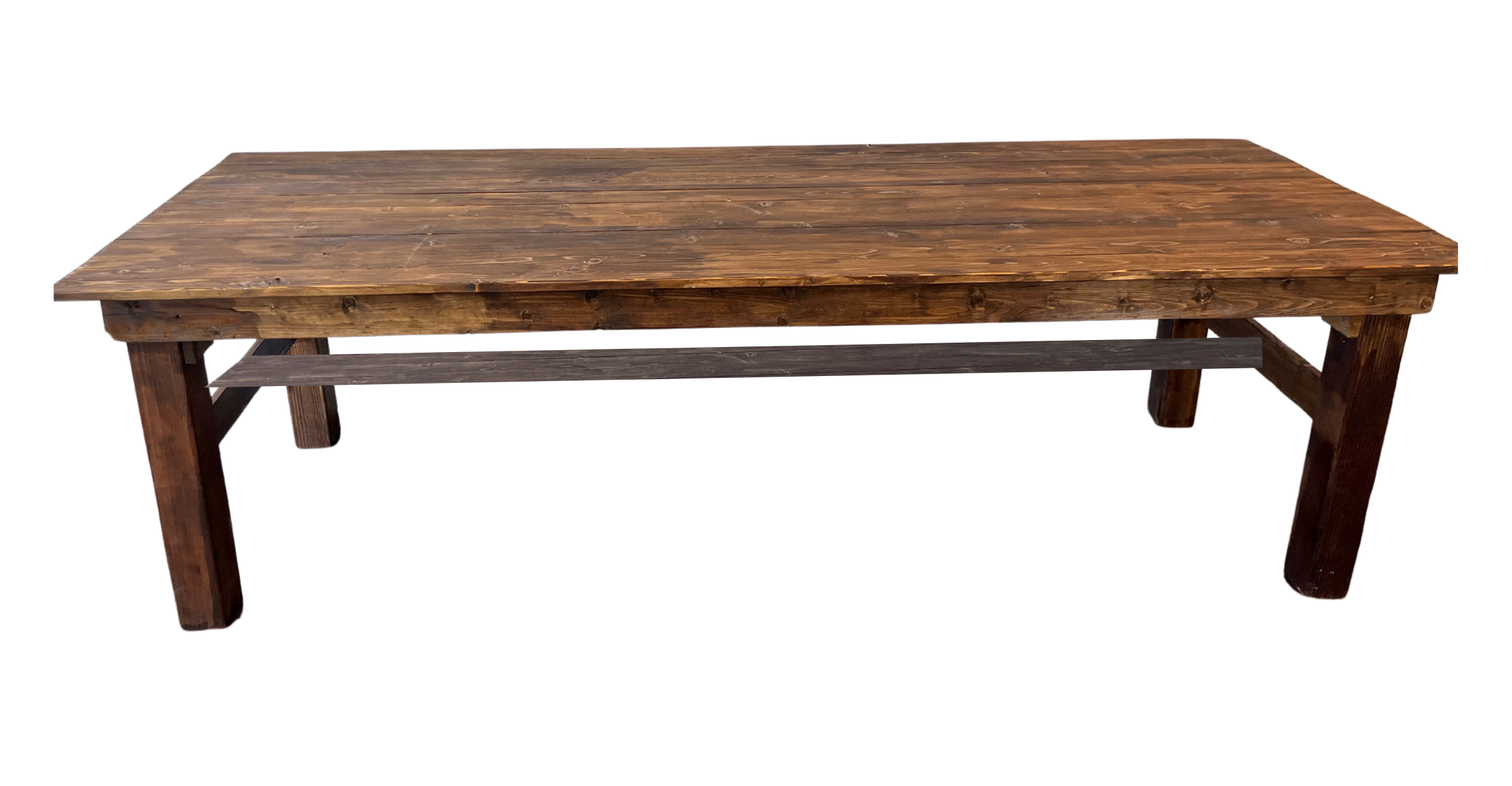 Wooden table with a rustic finish 